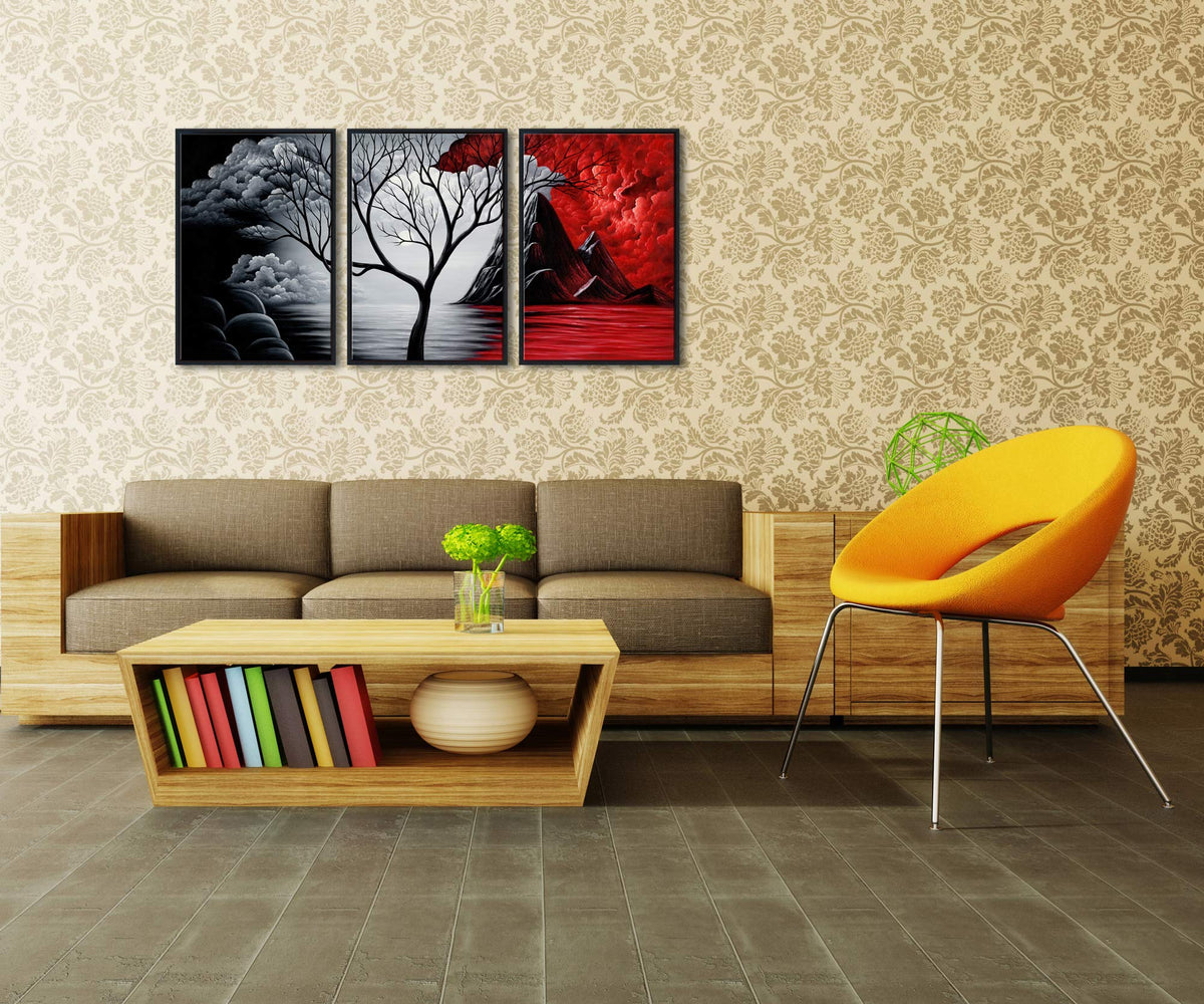 Wieco Art Cloud Tree Abstract 3-Panel Canvas Wall Art Set - Flex Gamingproduct_type