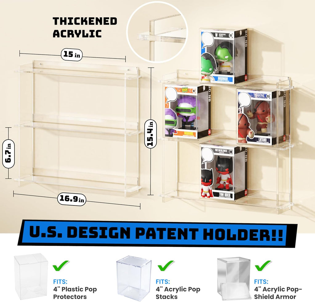 WINKINE Funko Pop Wall Display Shelves Acrylic Floating 2-Pack - Flex Gamingproduct_type
