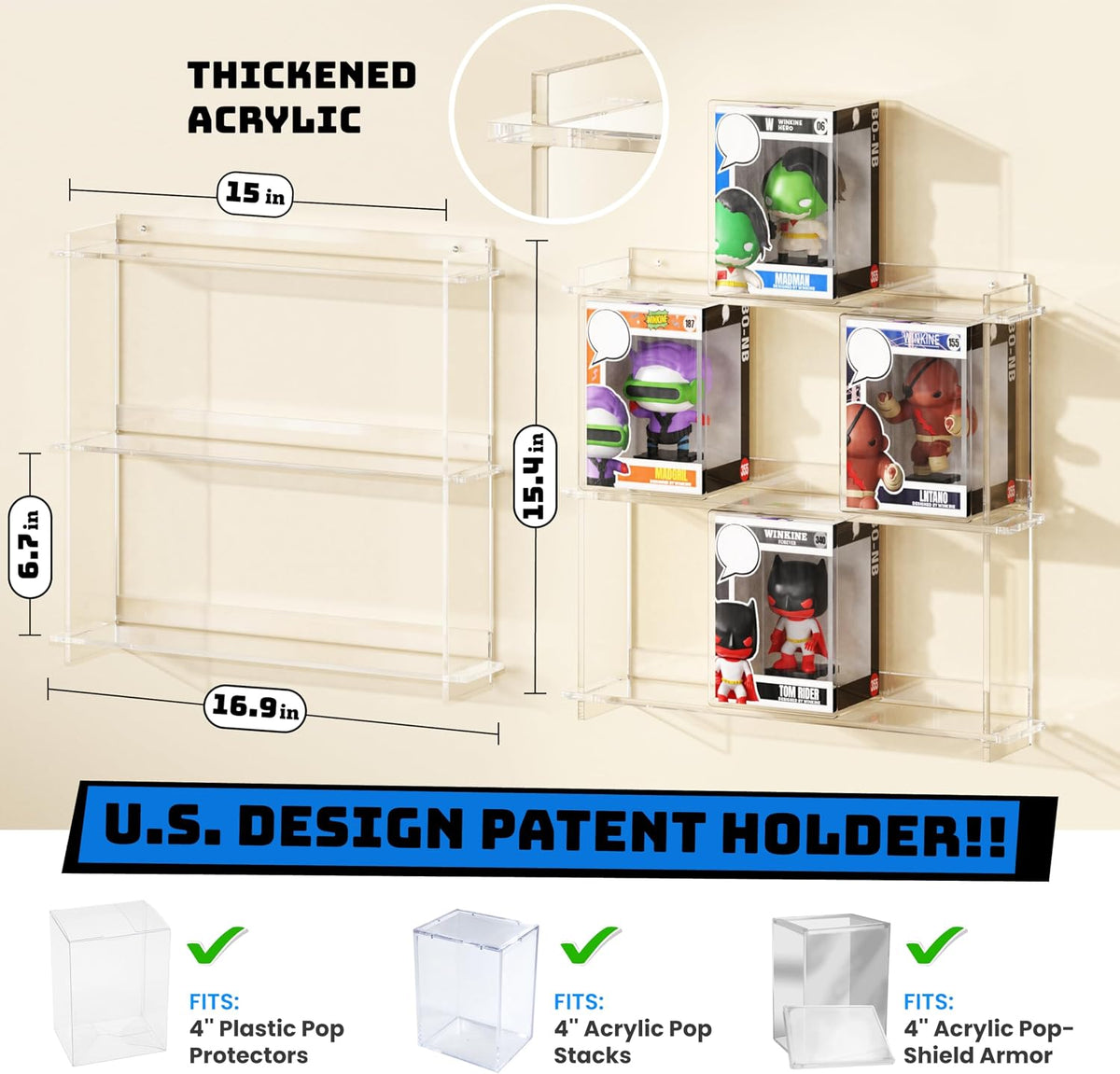WINKINE Funko Pop Wall Display Shelves Acrylic Floating 2-Pack - Flex Gamingproduct_type