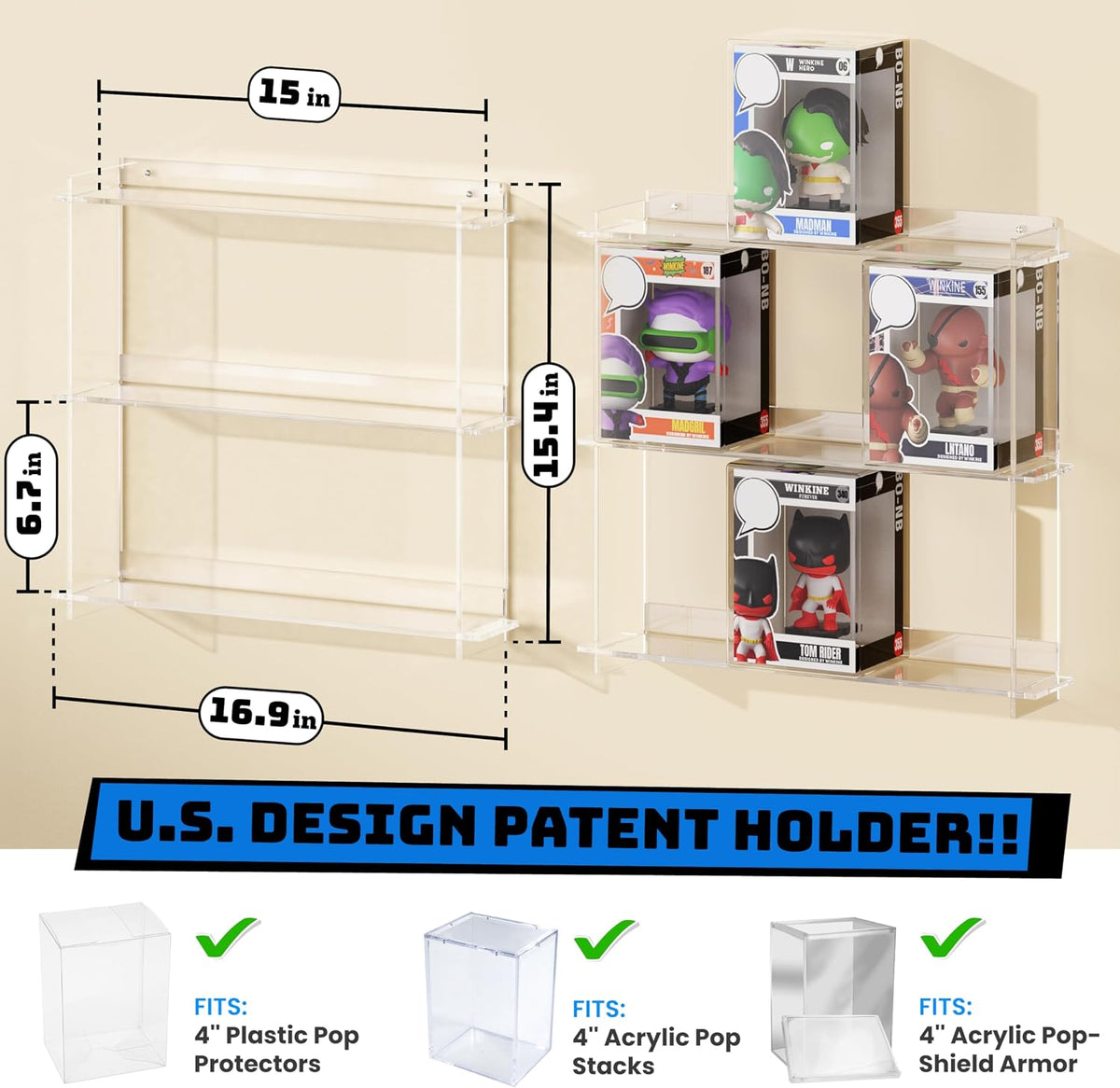 WINKINE Funko Pop Wall Display Shelves Acrylic Floating 2-Pack - Flex Gamingproduct_type