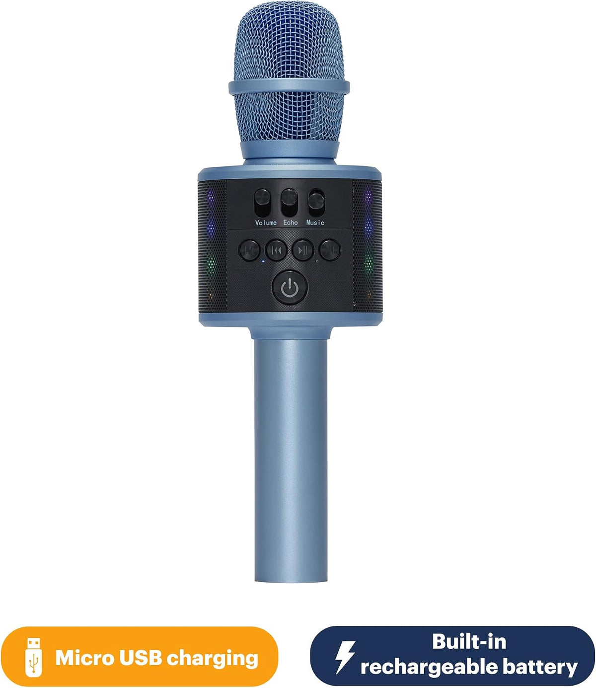 Wireless Bluetooth Karaoke Microphone with Built-in Speakers + HD Recording, Portable Handheld Mic | Blue - Flex Gamingproduct_type