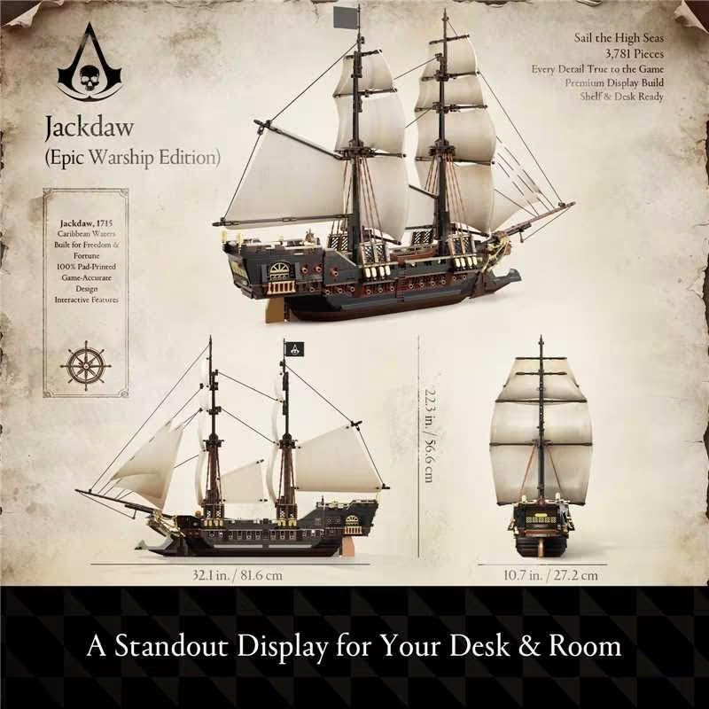 Wise Block Assassin's Creed Black Flag – Jackdaw Pirate Ship Building Set – 2 Sizes - Flex Gamingproduct_type