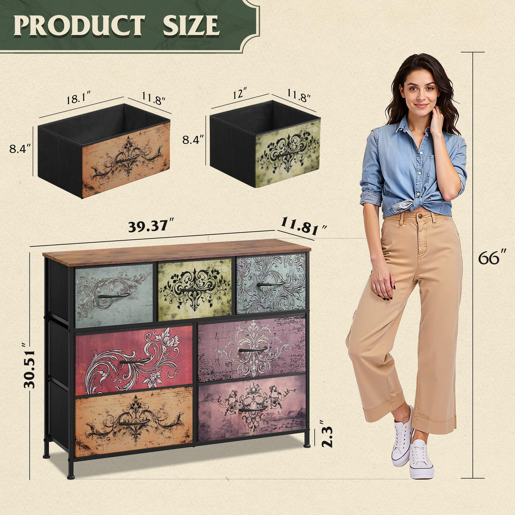 WLIVE 7-Drawer Dresser & TV Stand with Fabric Storage – 14 Colors - Flex Gamingproduct_type