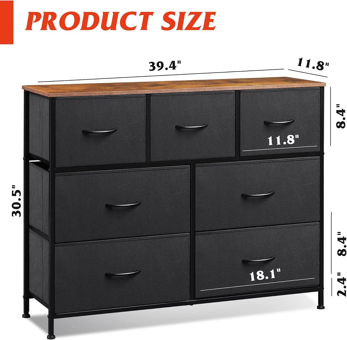 WLIVE 7-Drawer Dresser & TV Stand with Fabric Storage – 14 Colors - Flex Gamingproduct_type
