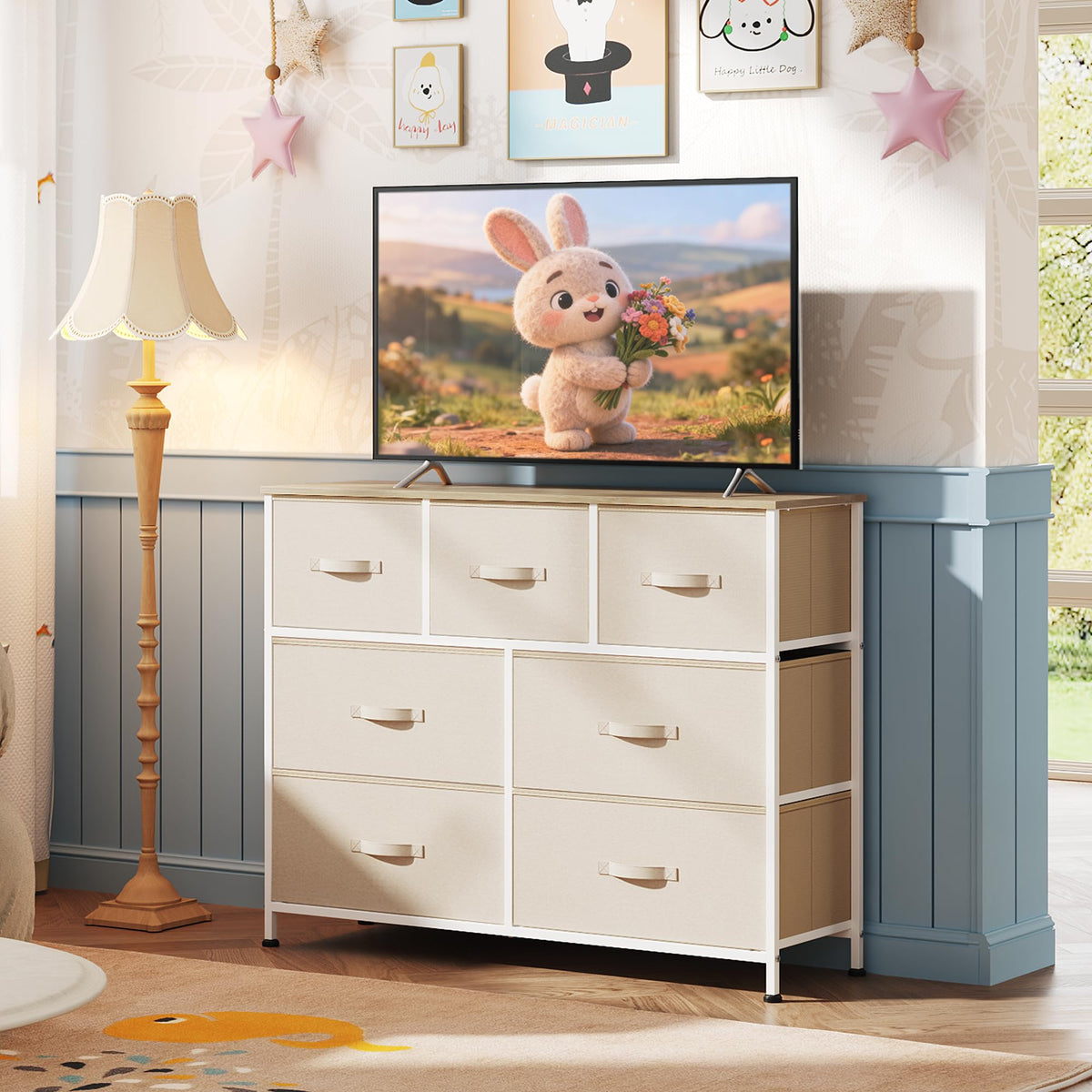 WLIVE 7-Drawer Dresser & TV Stand with Fabric Storage – 14 Colors - Flex Gamingproduct_type