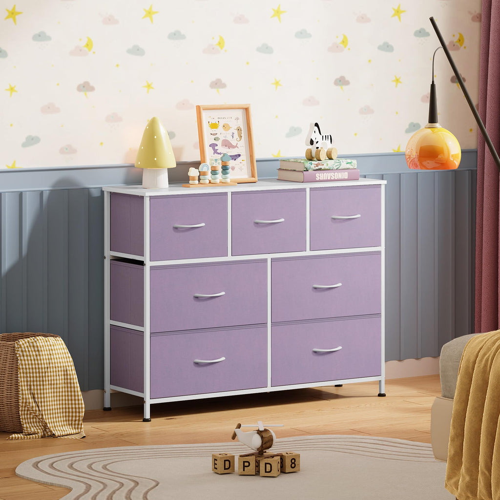 WLIVE 7-Drawer Dresser & TV Stand with Fabric Storage – 14 Colors - Flex Gamingproduct_type
