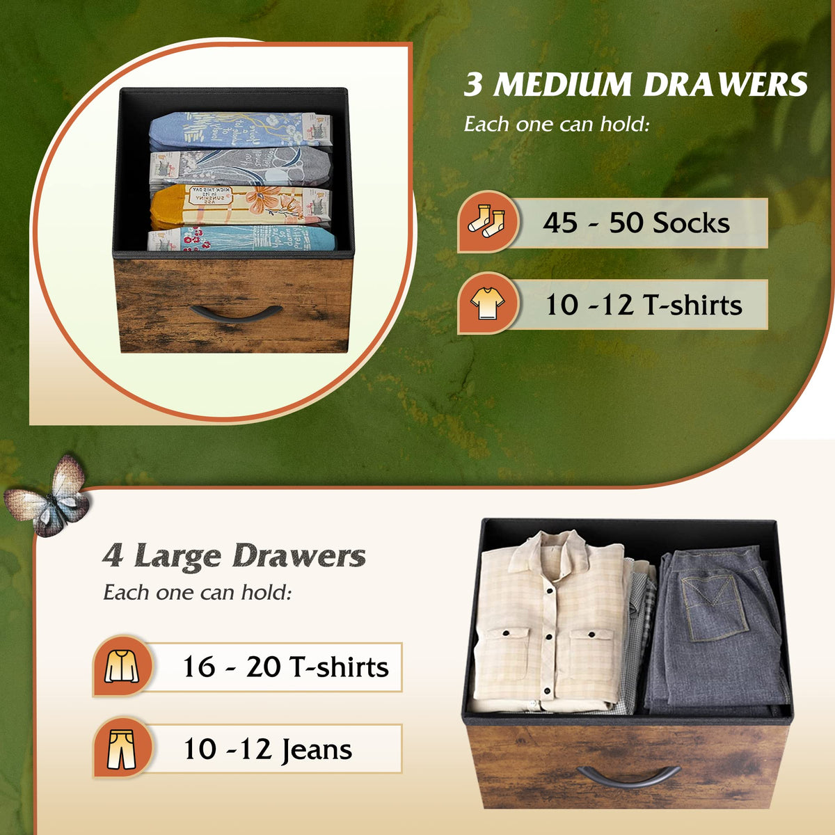 WLIVE 7-Drawer Dresser & TV Stand with Fabric Storage – 14 Colors - Flex Gamingproduct_type