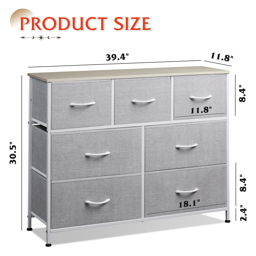 WLIVE 7-Drawer Dresser & TV Stand with Fabric Storage – 14 Colors - Flex Gamingproduct_type