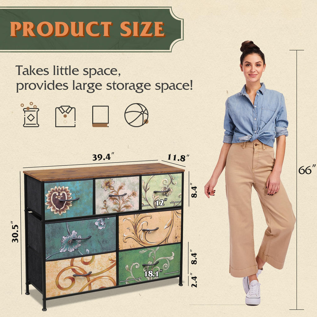 WLIVE 7-Drawer Dresser & TV Stand with Fabric Storage – 14 Colors - Flex Gamingproduct_type