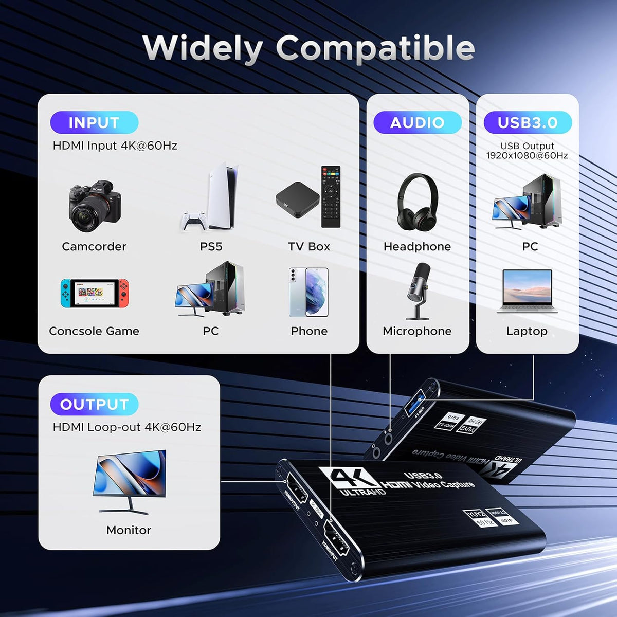 XIIXMASK 4K HDMI Video Capture Card – Black - Flex Gamingproduct_type