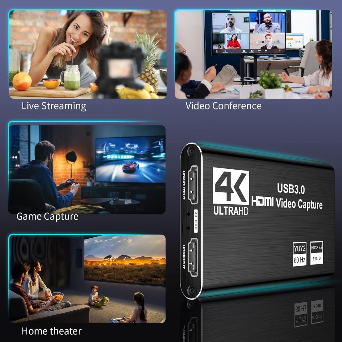 XIIXMASK 4K HDMI Video Capture Card – Black - Flex Gamingproduct_type