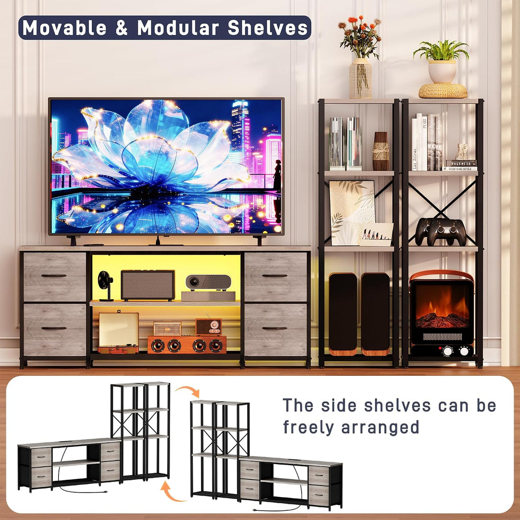Yenlure LED TV Stand Entertainment Center Bookshelf Combo – 4 Colors - Flex Gamingproduct_type