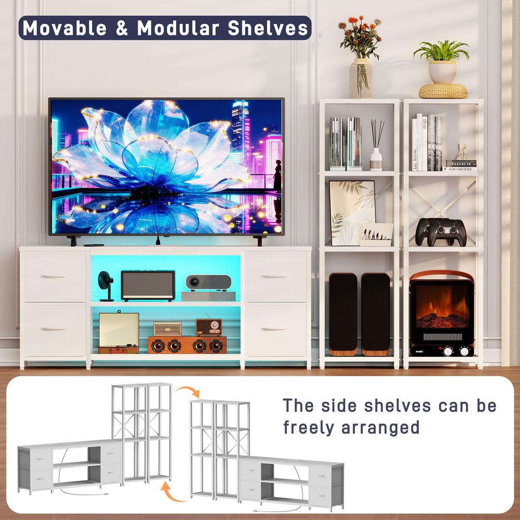 Yenlure LED TV Stand Entertainment Center Bookshelf Combo – 4 Colors - Flex Gamingproduct_type