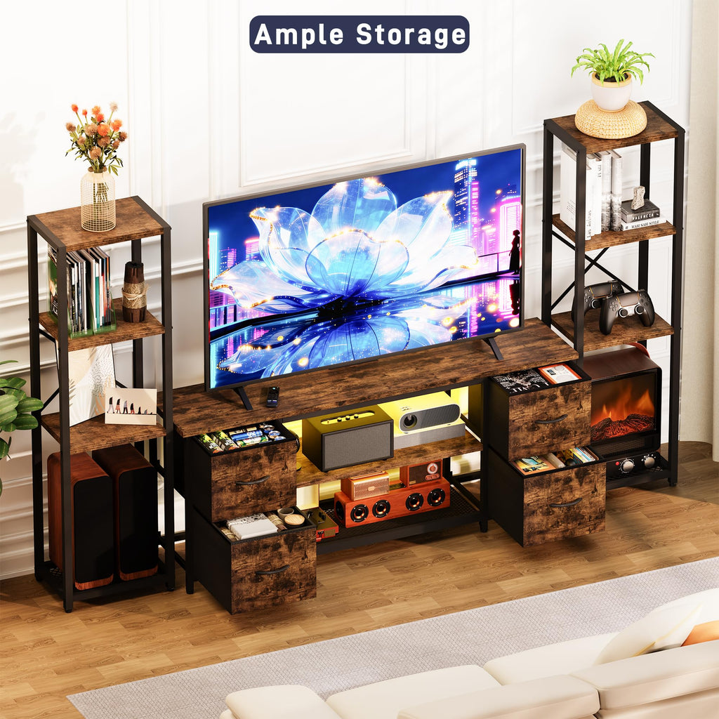 Yenlure LED TV Stand Entertainment Center Bookshelf Combo – 4 Colors - Flex Gamingproduct_type