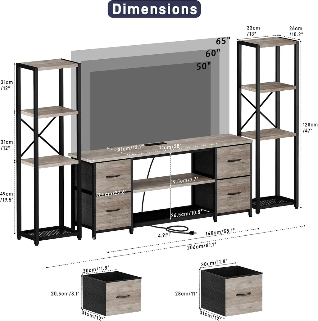 Yenlure LED TV Stand Entertainment Center Bookshelf Combo – 4 Colors - Flex Gamingproduct_type