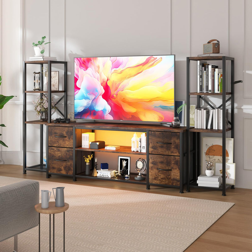 Yenlure LED TV Stand Entertainment Center Bookshelf Combo – 4 Colors - Flex Gamingproduct_type