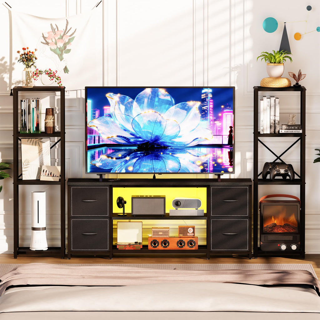 Yenlure LED TV Stand Entertainment Center Bookshelf Combo – 4 Colors - Flex Gamingproduct_type