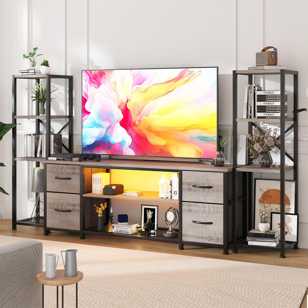 Yenlure LED TV Stand Entertainment Center Bookshelf Combo – 4 Colors - Flex Gamingproduct_type