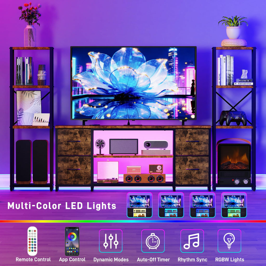 Yenlure LED TV Stand Entertainment Center Bookshelf Combo – 4 Colors - Flex Gamingproduct_type