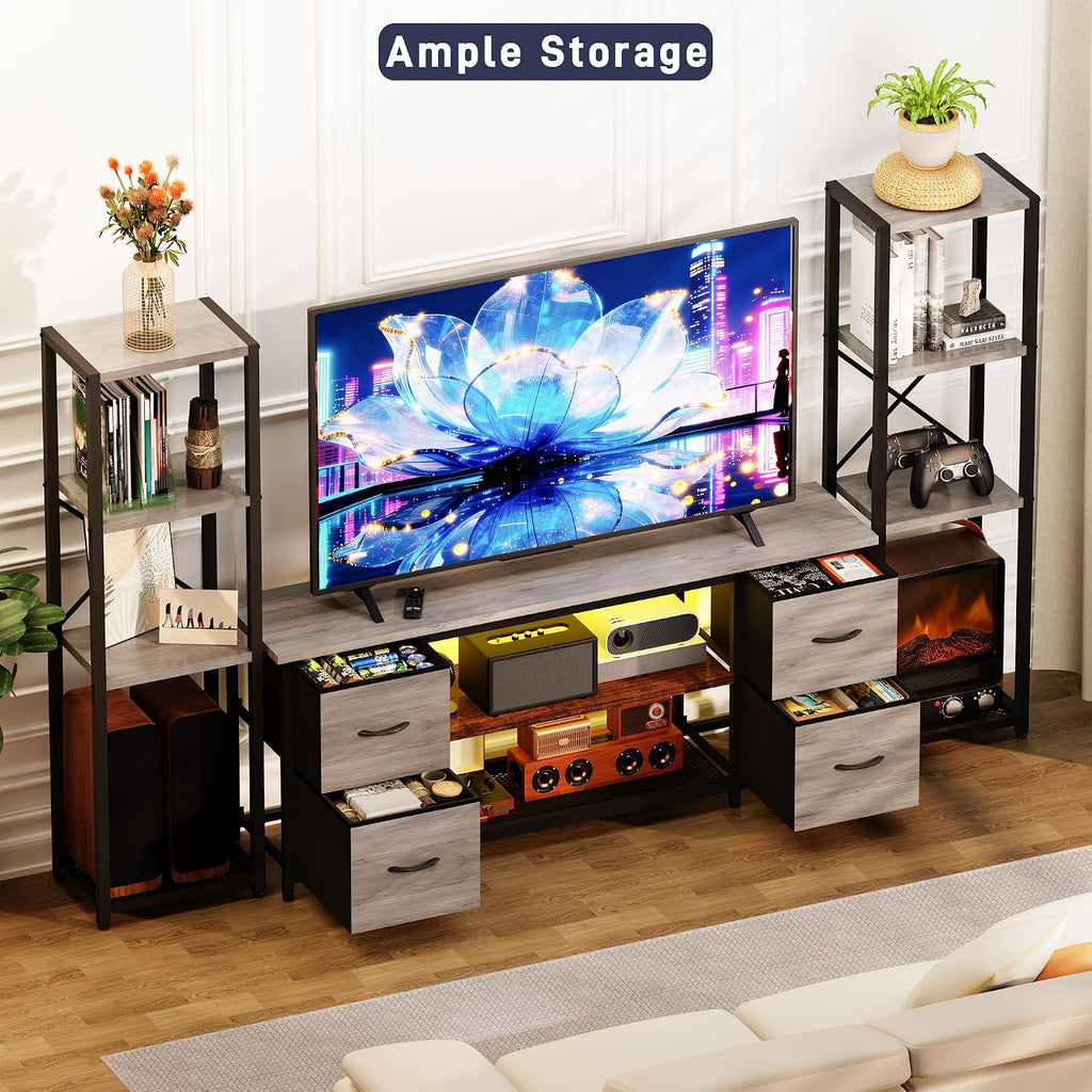Yenlure LED TV Stand Entertainment Center Bookshelf Combo – 4 Colors - Flex Gamingproduct_type