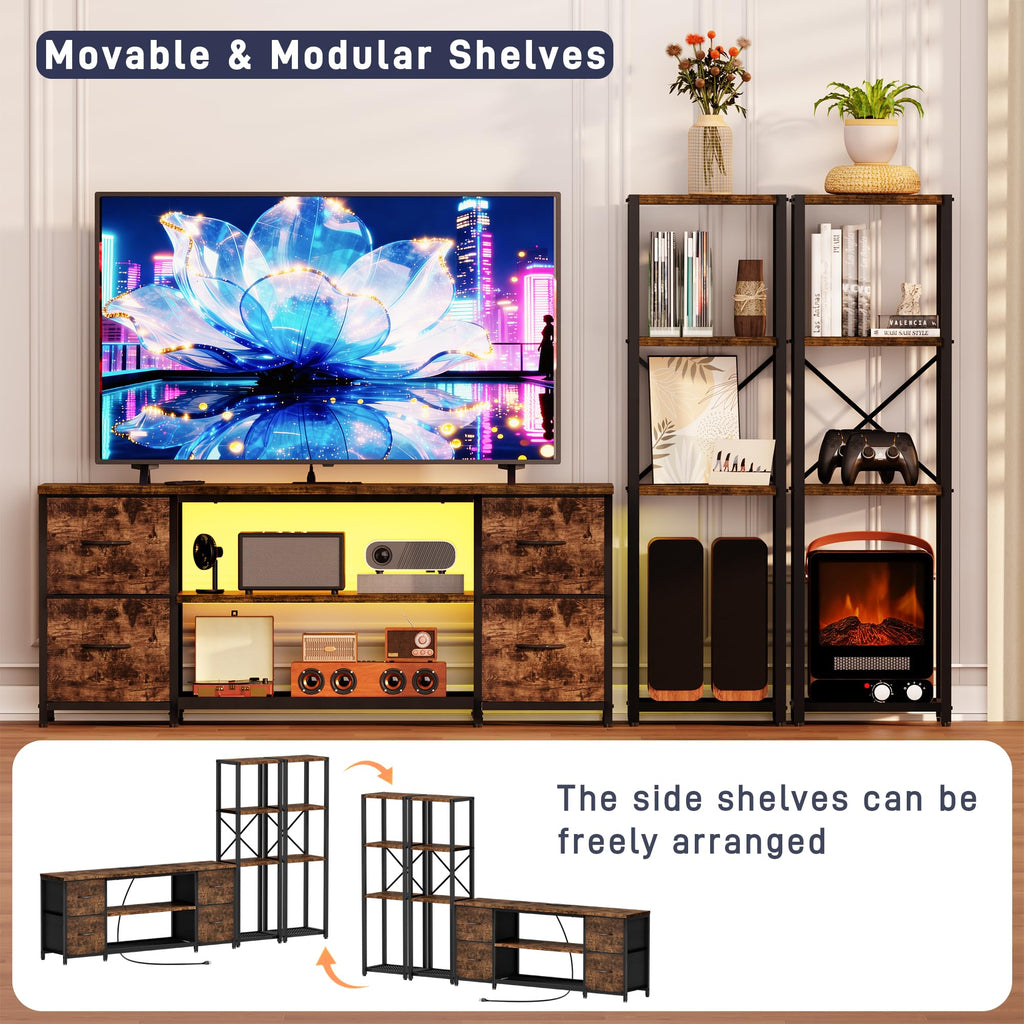 Yenlure LED TV Stand Entertainment Center Bookshelf Combo – 4 Colors - Flex Gamingproduct_type