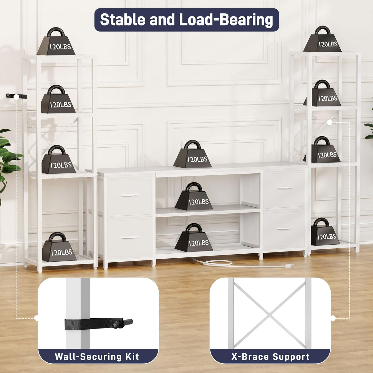 Yenlure LED TV Stand Entertainment Center Bookshelf Combo – 4 Colors - Flex Gamingproduct_type