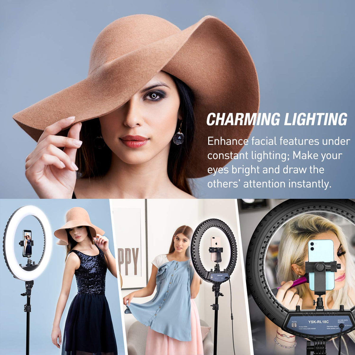 Yesker 18" RGB Ring Light Kit – 3 Variants - Flex Gamingproduct_type