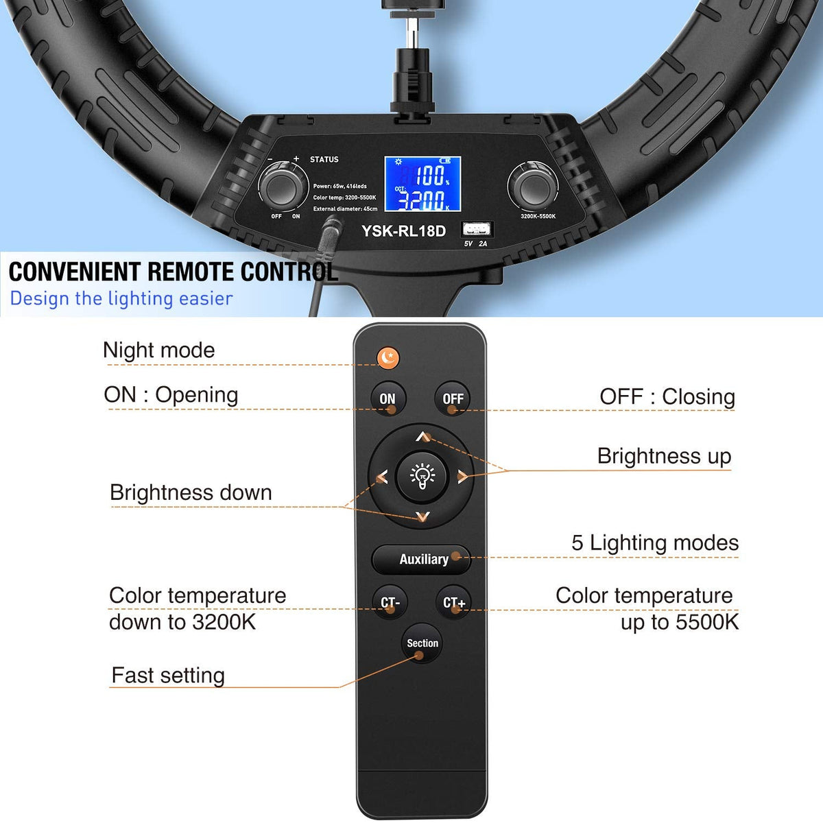 Yesker 18" RGB Ring Light Kit – 3 Variants - Flex Gamingproduct_type
