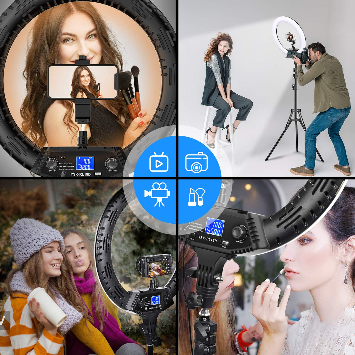 Yesker 18" RGB Ring Light Kit – 3 Variants - Flex Gamingproduct_type