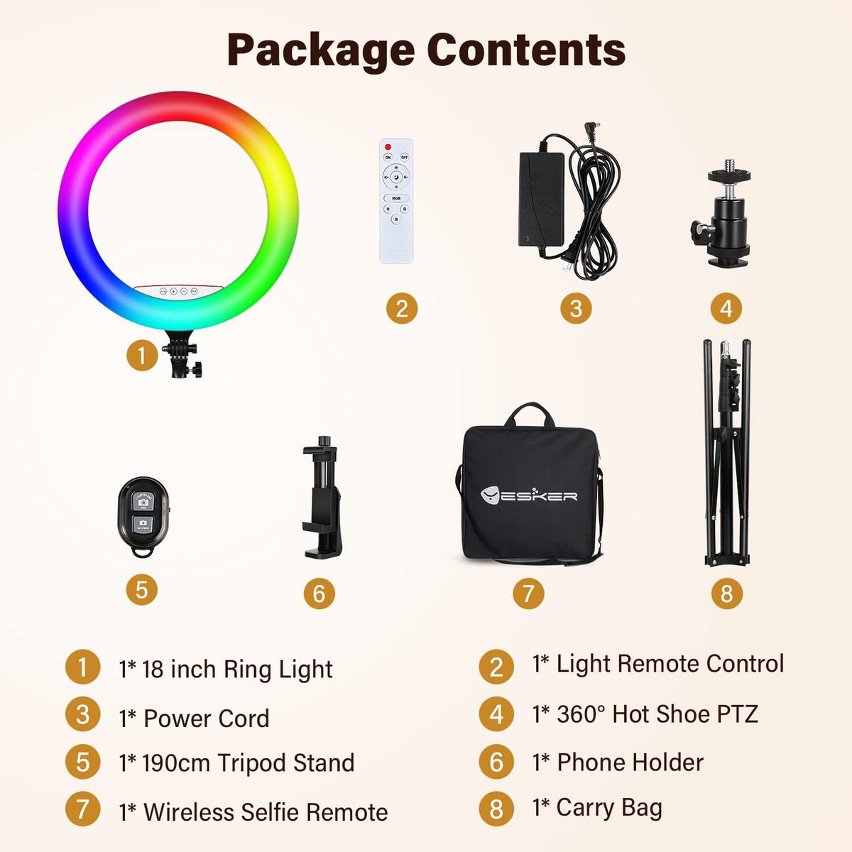 Yesker 18" RGB Ring Light Kit – 3 Variants - Flex Gamingproduct_type