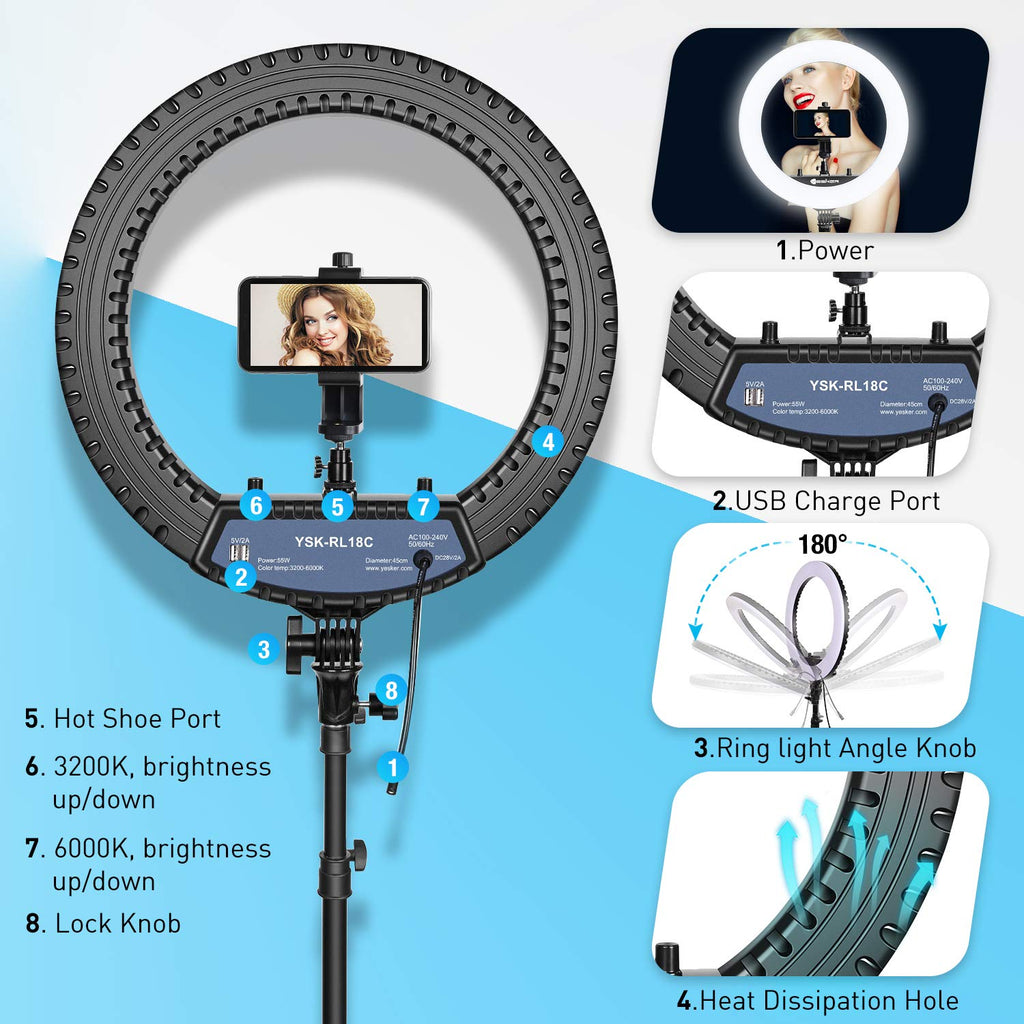 Yesker 18" RGB Ring Light Kit – 3 Variants - Flex Gamingproduct_type