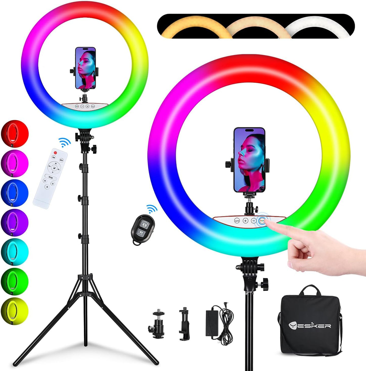 Yesker 18" RGB Ring Light Kit – 3 Variants - Flex Gamingproduct_type