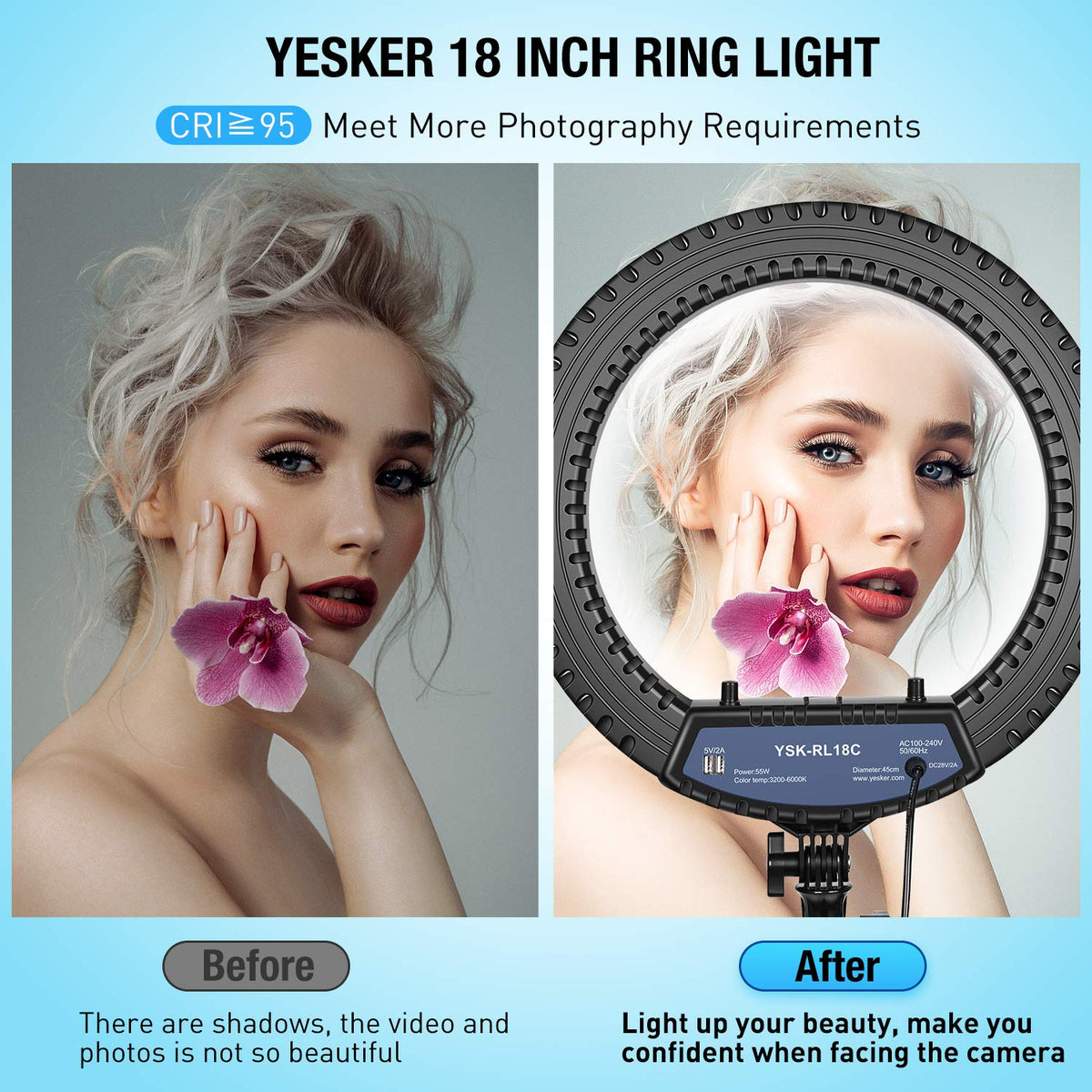 Yesker 18" RGB Ring Light Kit – 3 Variants - Flex Gamingproduct_type