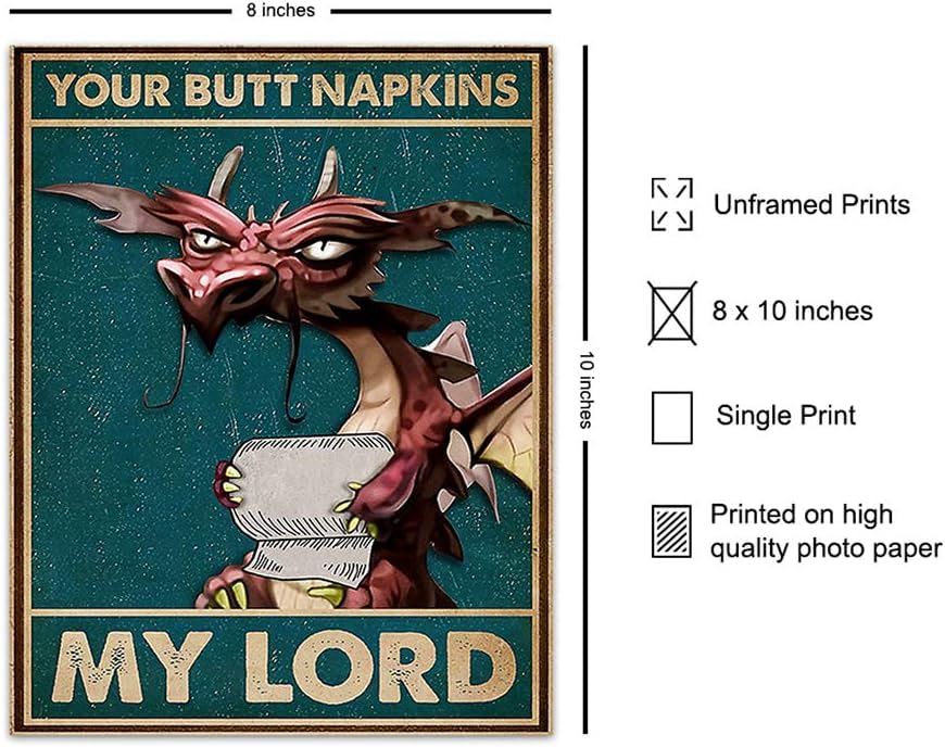 Your Butt Napkins My Lord – Dragon Bathroom Wall Art Print - Flex Gamingproduct_type
